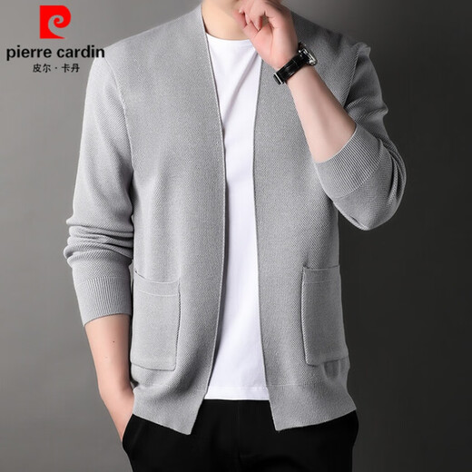 Pierre Cardin Wolle Strickjacke Pullover Herbst Herbst neue gestrickte Pullover Solid Color Jacket Business Comfort Trendy Top Herren grau 165