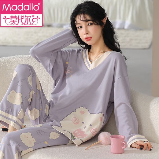 
Modal pajamas for women in spring and autumn pure cotton long-sleeved home clothes, all-cotton sweet princess style casual home clothes set, can be worn outside Z20YM695 M Recommended [80-100Jin [Jin equals 0.5 kg]]