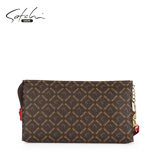 Satchi/Satchi Frauenbag Herbst und Winter Neue europäische und amerikanische Mode gedruckte Kupplungsbeutel kontrastierende Farbe langes Handgelenk Brieftasche SR46607-2fr braun/dunkelrot