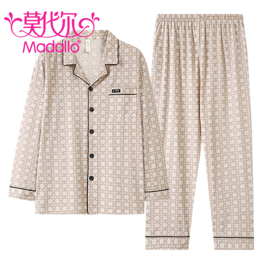 Modal [mismo estilo para el mostrador] Pajamas para la primavera masculina y el otoño de algodón puro Padre de manga larga para hombres Autumn Men's Home Clothing Set 3882 (tamaño de 165/m) recomendado para usar peso 100-125 Jin [Jin equivale a 0.5 kg]