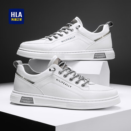 
Hailan Home HLA men's shoes outdoor versatile board shoes men's lace-up shoes men casual shoes men 0468 white gray 42