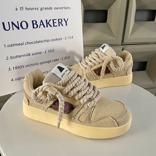 
Bisi sheep shoes men's new spring ins college style sports shoes versatile thick sole height-enhancing moral training shoes casual couple bread shoes 9920 khaki 38
