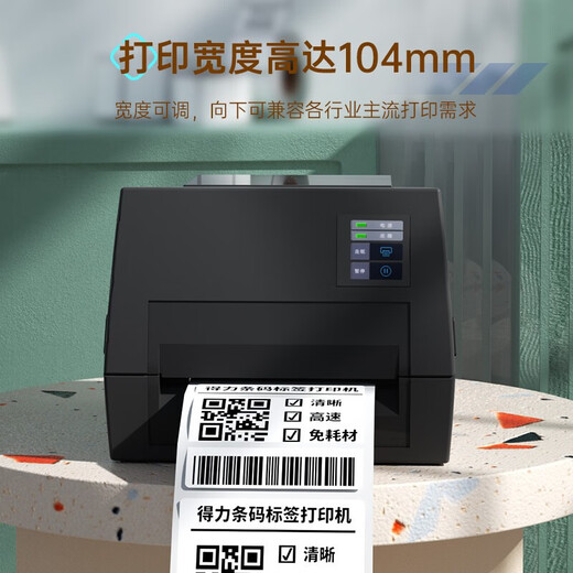 得力（deli）300dpi标签打印机热转印碳带打印机打热敏不干胶条码铜版纸亚银纸标签机快递面单水洗标服装吊牌 【825T】4寸_高速_超清款300dpi