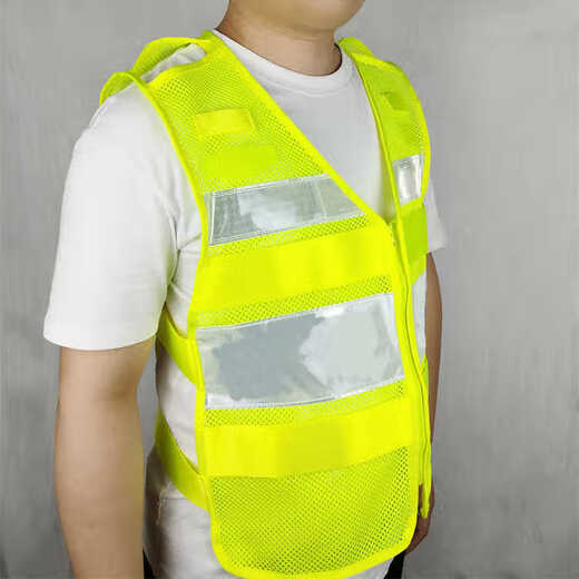 Fluorescent Green Traffic Reflective Vest Road Duty Campus Building Construction Safety Vest Vehicle Mounted Night Cycling Print Shanghai No. 1 Edition Blank Model M