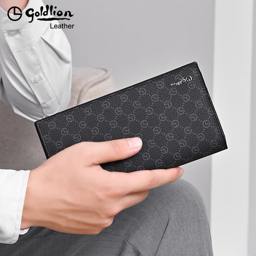 
Goldlion wallet men's long casual and fashionable business wallet 2025 new simple multifunction large capacity clutch bag men black