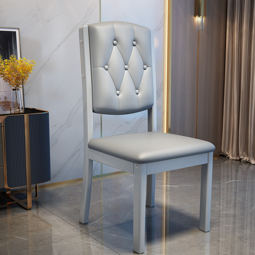 Sac à manger doux en bois massif chaise pour la maison à la maison Style chinois Moderne Modern Wood Backrest Dining Table Hotel Restaurant des tabourets de table à manger commerciale, Cadre de couleur en bois + cuir gris 838 Sac doux