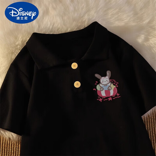 
Disney girls' cotton short-sleeved t-shirt polo shirt printed summer clothing medium-sized children's little girl base shirt children's fashionable top gray #1105 140cm suitable for 130-140cm 8-9 years old