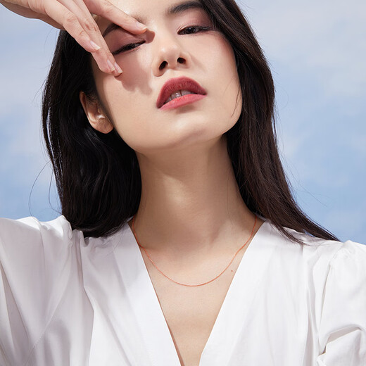 Saturday blessing 18K gold necklace women's Chopard chain color gold necklace plain chain birthday gift yellow 18K about 1.6g-47cm