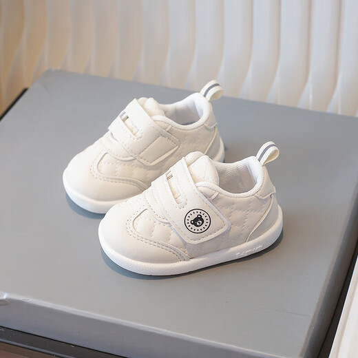 Qisiman Spring and Autumn Baby Toddler Shoes 1 to 2 Years Old Soft Sole Anti-Slip Infant Children's Single Shoes Men's and Women's Sneakers White Shoes 0 Khaki Color 17 Size/Inner Length 12CM