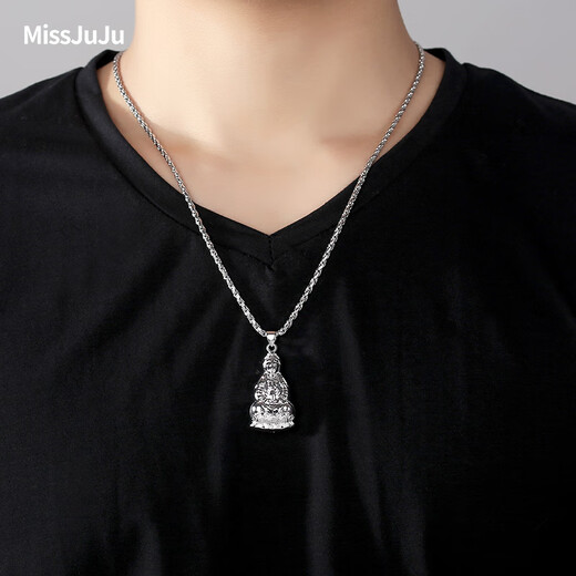Miss JuJu pt950 platinum Guanyin pendant for men, platinum large tag, Guanyin Bodhisattva pendant for women, necklace not included, pendant height 15mm, width 7mm, weight 1.0-1.2g