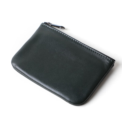 Kangaroo (KANGAROO) xmyb sheepskin zipper change key bag genuine leather men's short wallet mini coin handbag women's black small