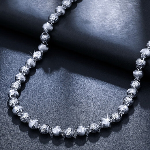 Xizhao Jewelry Platinum Necklace Laser Bead Necklace PT950 Round Pearl Bead Buddha Bead Necklace Versatile Platinum Chain Customized 80g Shipping in 1-10 working days