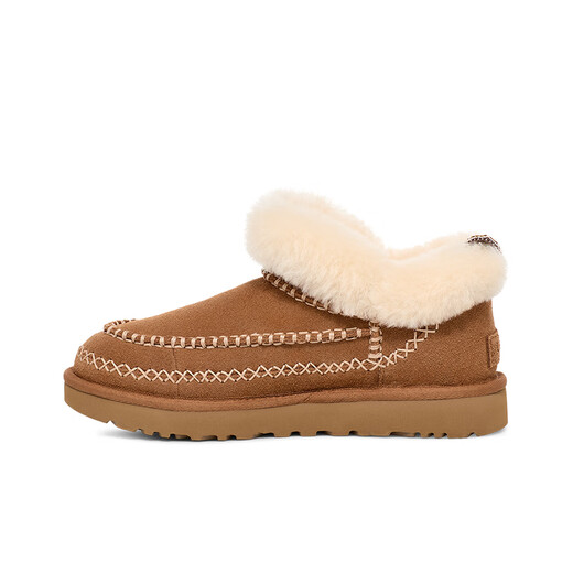 UGG Autumn Women's Fashionable and Comfortable Solid Color Flat Warm Furry Short Boots Lazy Fur Shoes 1158224 CHE | Maroon 39 The shoe is too small, it is recommended to take one size up