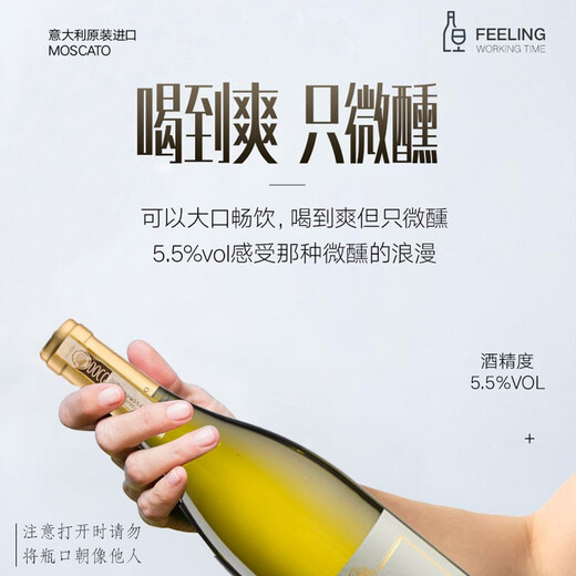 BERSANO Italy imported Mosca Sweet White Green Ice Jasmine Wine Fruit Flavored Little White Flower Sparkling Wine DOCG Grade [Asti] 750ml*2