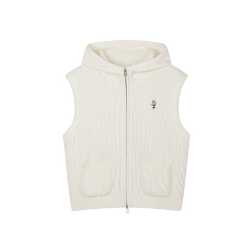 Teenie Weenie Bear Women's Sheep Wool Winter Wool Knitted Vest Sweater Cardigan Jacket Ivory S 160