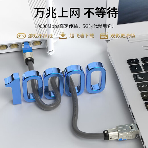 WANJEED Category 7 Network Cable Double Shielded Low Smoke Halogen Free [Fever Version 10G 10G King Cable] CAT7 Oxygen-Free Copper Pure Copper Engineering Home Decoration Monitoring Network Box Cable Jumper Category 7 10G Racing Jumper - Dovetail Style Gray 30 Meters