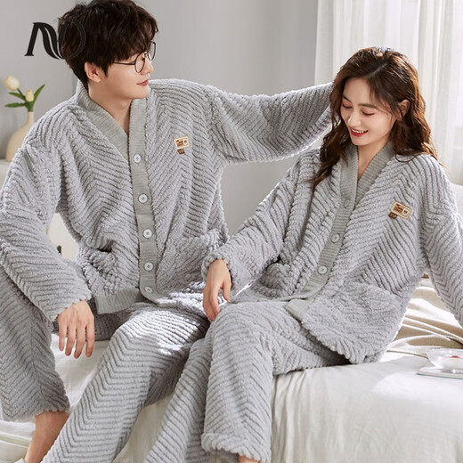 Nong Dai-Paar Pyjamas im Winterkoralle-Samt verdickte Plüsch-Strickjacke Casual Kimono Plüsch Männer und Frauen können außerhalb von 829 m (160) (80-100jin [Jin gleich 0,5 kg]) Frauen-Single-Set tragen