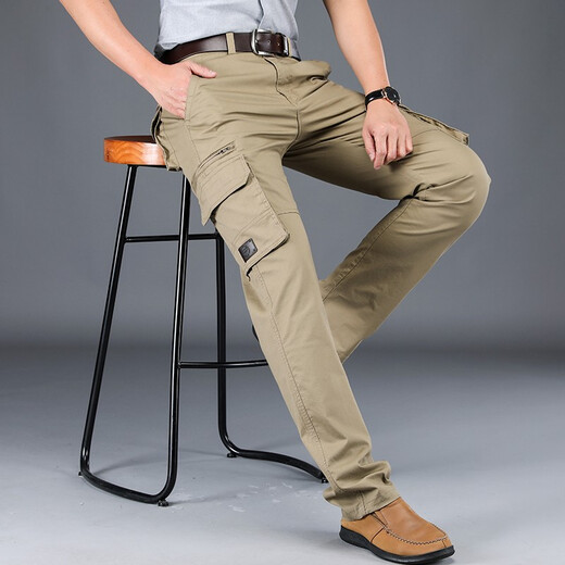 
JEEP SPIRIT Jeep Casual Working Pants Men's Multi-Pocket Straight Loose Pants Trendy Spring and Summer Men's Pants 9923 Thin 9923 Thin Khaki Size 31 2ft 3