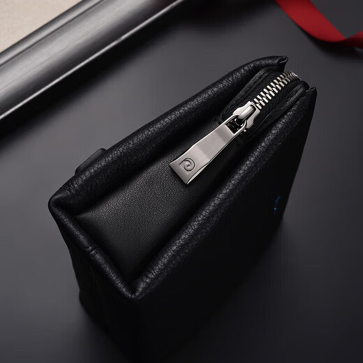 Pier Cardin handbag men's head layer cowhide leather long zipper wallet large capacity hand grab bag birthday gift black