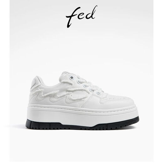 Fed Mall Soms de chaussures blanches à semelle épaisse automne Nouvelles chaussures pour femmes chaussures de sport en cuir r0904-yab679 bleu / blanc 38