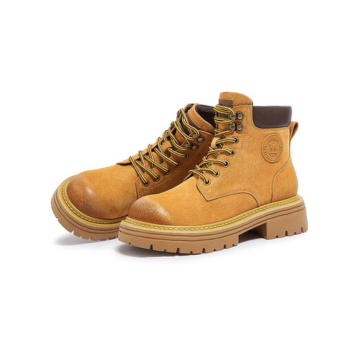 骆驼（CAMEL）【戈壁】工装靴短靴户外登山鞋踢不烂大黄靴女马丁靴 L23W076036R土黄 37