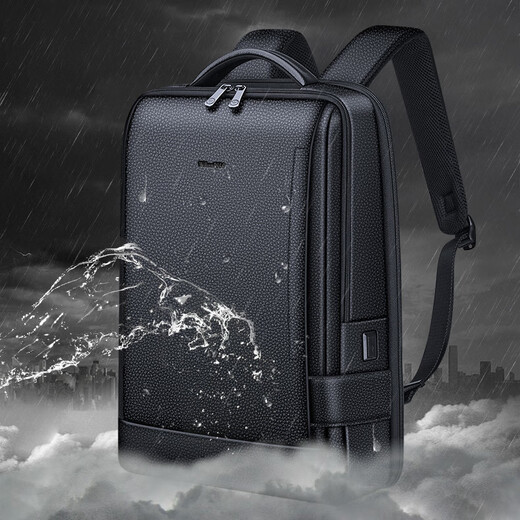 Williampolo Pauls neuer Computertasche Business Rucksack echtes Leder-Rucksack Kopfschicht Cowide Multifunktional Travel Rucksack Schwarzes Litschee Muster Echtes Leder-Computertasche 16-Zoll-Computertasche
