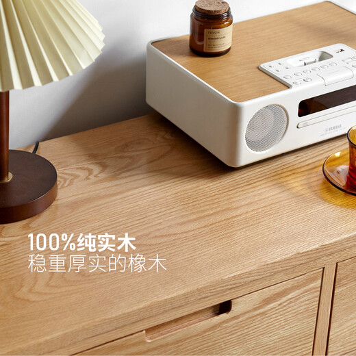 Genji Muyu all solid wood oak chest of drawers storage seven drawers cabinet bedroom living room furniture TV cabinet simple drawer storage cabinet solid wood color seven drawers cabinet 135*40*75.5cm fully equipped