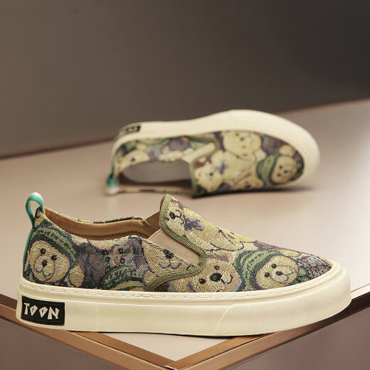 VISTURSI brand canvas shoes for men 2025 new summer breathable sports and casual lazy Doudou old Beijing cloth shoes one-legged [main picture] green 41