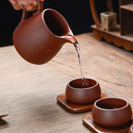 Zun pot purple sand fair cup tea sea tea divider kungfu tea set accessories purple clay carved landscape cup
