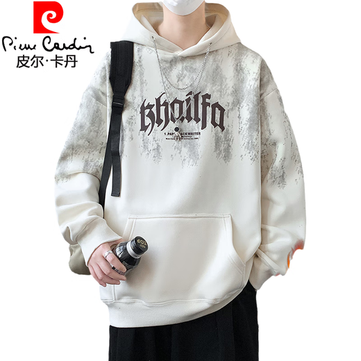 T-shirt à capuche à capuche Pierre Cardin Pierre pour les garçons au printemps et à l'automne Nouveau style plus en velours épaissis étudiant adolescent Sweat-shirt pour hommes Tendance des grands enfants 719 mètres à capuche blanche M à environ 80-100 Jin [Jin est égal à 0,5 kg] peut être usé