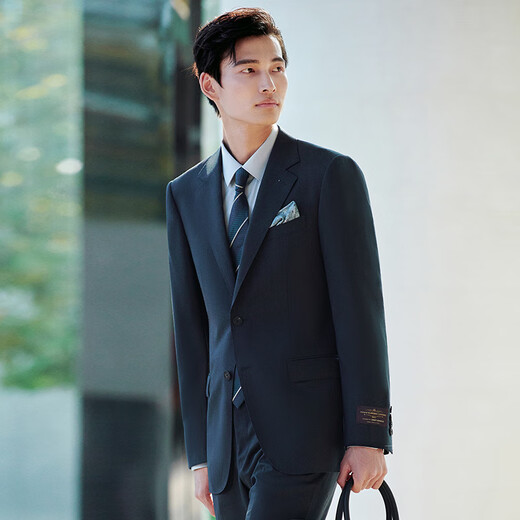 Anniversary Bird Suit Men's VBC Imported Fabric Light Business Formal Suit Suit Business Travel Anti-wrinkle Easy to Care Turquoise Highly Twisted Floral Yarn Solid Color 48 A(175/96) /Please note waist or pants