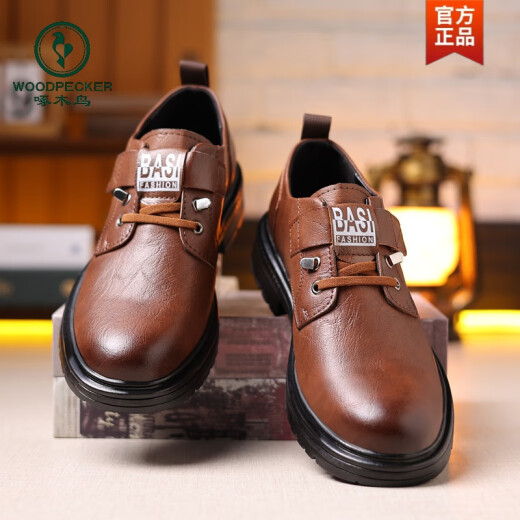 Zapatos para hombres de Woodpecker 2024 Outumn and Winter New Men's Genuine Cuero Casual Business Sobre Soft Sole Plus Shoes de cuero de algodón Top Top Works 9909 Black Plus Fleece Style 38