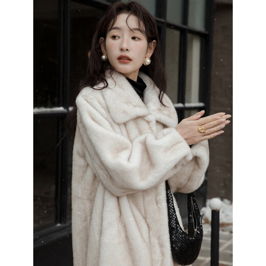 Abrigo de piel de visón para mujer de la marca Tafu invierno 2025 nuevo abrigo de visón entero de terciopelo importado delgado blanco nieve-110 longitud 160/84A(M) recomendado 44-65 kg