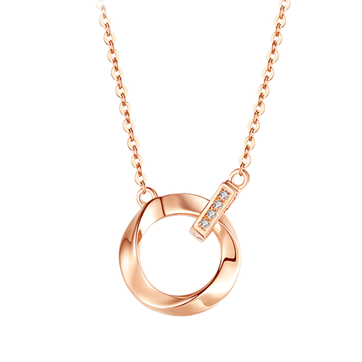 Eoth18K gold Möbius ring necklace for women interlocking color gold clavicle chain rose gold pendant 2022 new style birthday gift for girlfriend on Valentine's Day 520 gift 18K rose gold Möbius ring necklace + certificate