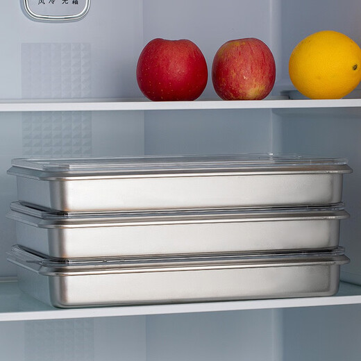 Hanlong (HANLONG) Finnish rice bowl 316 stainless steel dumpling box wonton dumpling storage box quick-frozen freezer box refrigerator food grade two pack