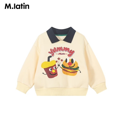 Malatin (M.Latin) / Vêtements pour enfants Sweatshirt pour enfants 23 Hiver New Style Boys and Girls Children's Retro Polo Collar Sweat-shirt Beige 130cm