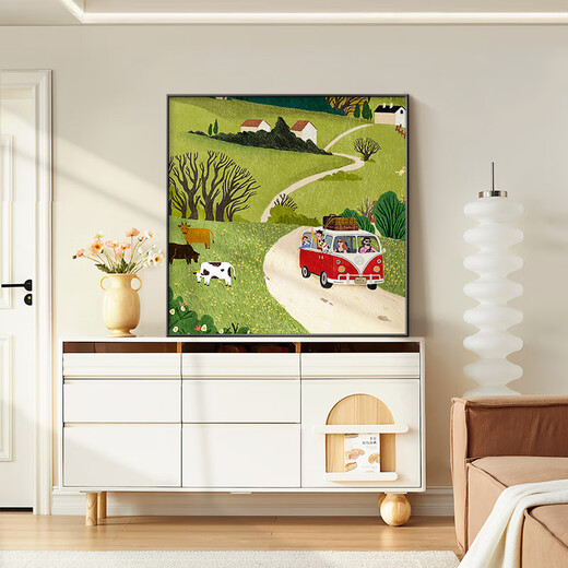 Long time no see, picturesque green entrance decoration painting, Nordic style entry entrance cabinet, living room display, high-end bedroom hanging painting