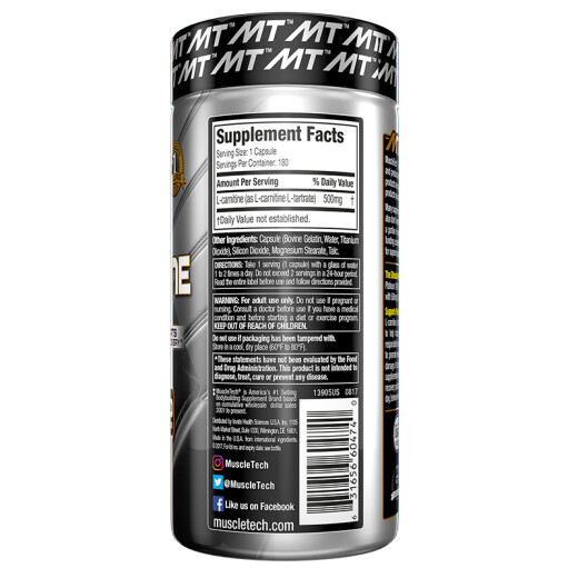 MUSCLETECH L-Carnitine Fitness Shaping Black Gold L-Carnitine Capsules 180 capsules/bottle [Imported from the United States]