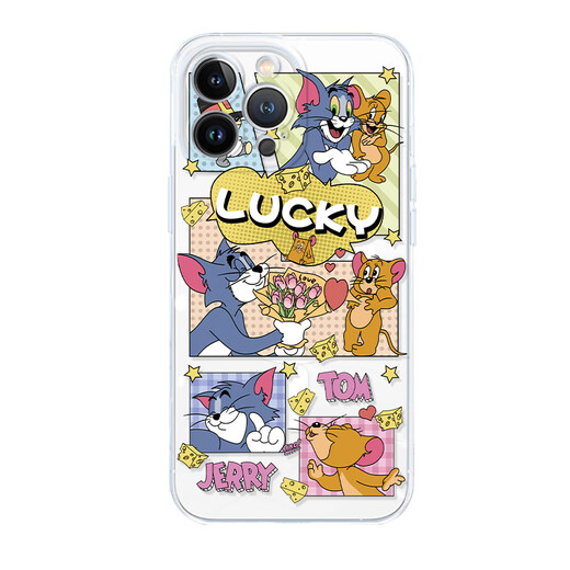 
New Cat and Mouse Apple Magnetic Phone Case Transparent Ultra Thin Silicone Soft Shell MagSafe Wireless Charging Cartoon Fun Tom Jerry Suitable for Men and Women [Electroplating Magnetic Transparent] Tom 1-MF673Y iPhone13