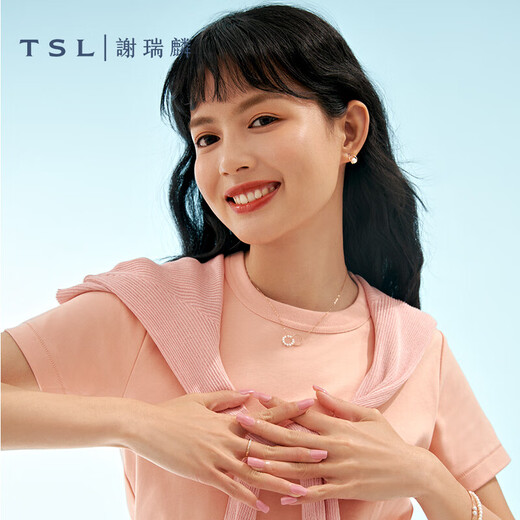 TSL Xie Ruilin (TSL) 18K gold pearl earrings women's geometric color gold earrings BD010