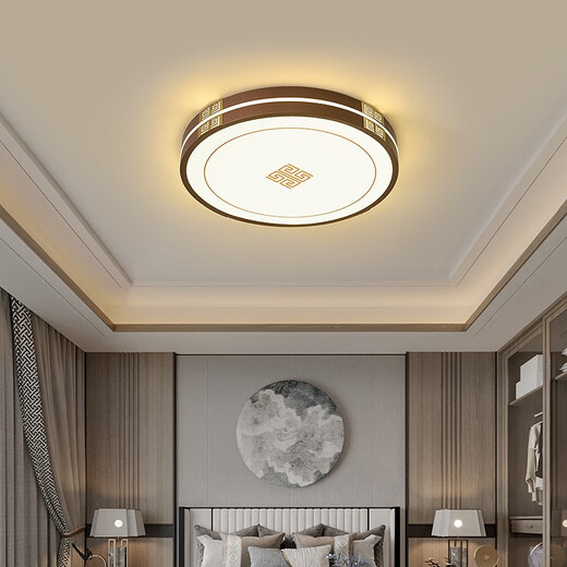 Recalling the past, new Chinese style living room LED ceiling lamp Chinese style bedroom lamp dining room modern simple Zen three-color Zen lamp 6187 round 50cm