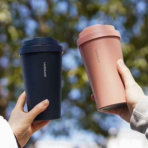 LOCK/LOCK Meet Yuanqi Thermal Insulation and Cold Insulation Coffee Cup Bouncing Cover Men's and Women's Beautiful Water Cup 400ML Blue LHC3271NVY