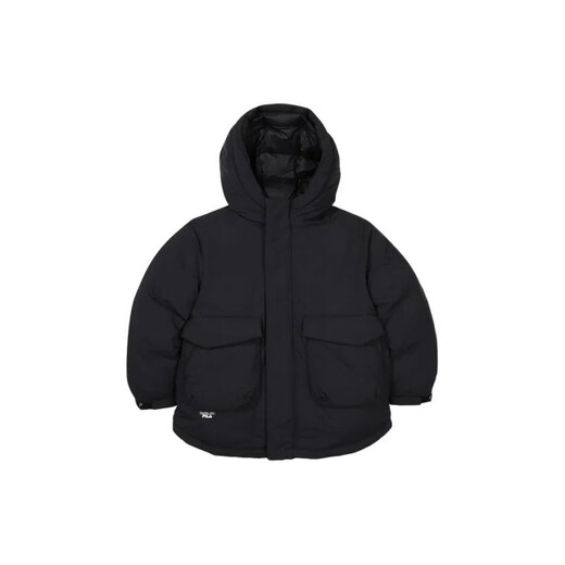 FILA Logo letter printed solid color hooded jacket, black children's style, black 145, about 20 days