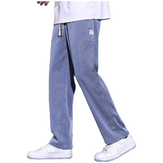 Lanfulun Ice Seidenjeans Herren Sommer dünne Ice Seidenjeans Herren Sommer Dünne Zugjeans Männer losen 1049 graue dünne Zugs empfohlen 80-90jin [Jin entspricht 0,5 kg]