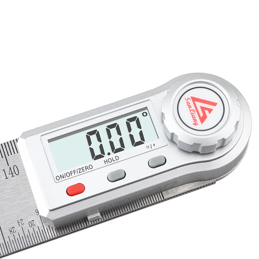 Three-quantity digital display angle ruler universal energy angle ruler protractor woodworking high-precision 90-degree measuring instrument multi-function JDC01 0-200mm (stainless steel ruler body)