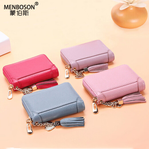 Sac de cartes Monbers Sac réel de la vache de vache pour femmes Multifonction antimagnétisation Banque Banque Banque Multi-carte Position de carte de visite pour femmes Clix de conduite de cartes de commerce pour le conducteur Pink [20 positions de carte anti-Theft Brush]