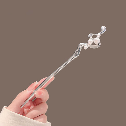 Su Shiliu's new Chinese-style pearl hairpin with cool feeling for women, high-end metal plate hairpin hair accessories, birthday gift for girlfriend and wife, cool-looking pearl hairpin + gift box