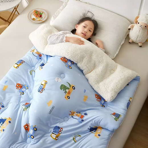 Disney Children's Quilt Autumn and Winter Thickened Baby Kindergarten Nap Quilt Newborn Baby Blanket Cover Cherry Pink Lamb Velvet Blanket Quilt 120X150cm Three-layer Quilt