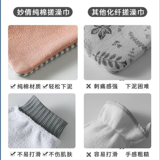 Bath towel, double-sided back rub artifact for bathing, powerful mud rub without pain, household coarse grit men's and women's gloves, Nordic blue