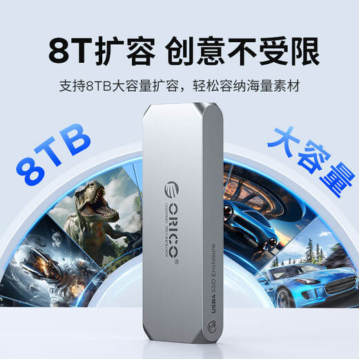 ORICO USB4-Festplattengehäuse 40 Gbit/s kompatibel mit Thunderbolt 4/3 M.2 NVMe Solid-State-Laufwerkgehäuse passend für iPhone Mac Mini Notebook SSD Solid State externe Erweiterung COM2